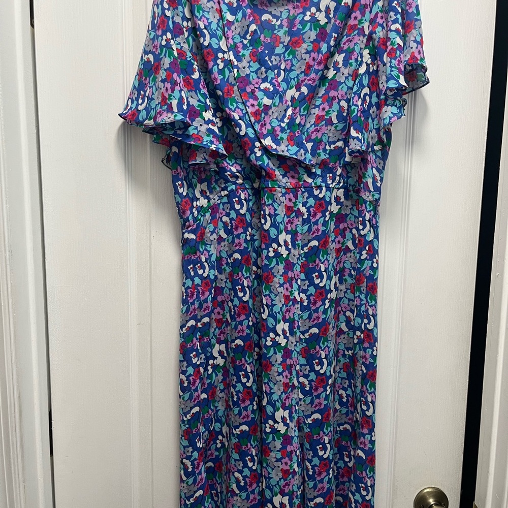 Floral Maxi Dress in Blue and Pink